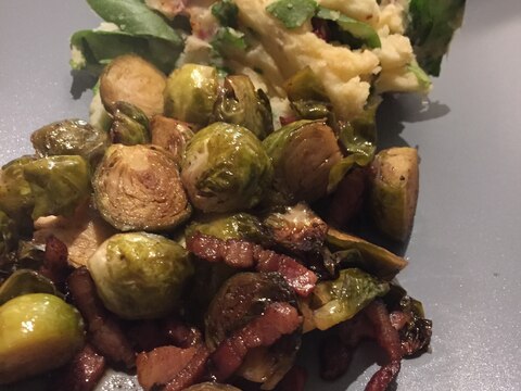 芽キャベツとベーコンのオーブン焼きとスタンポッド